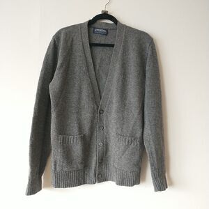 Vtg Puritan Cardigan Sweater Mens L/M*Gray Wool Blend Pocket Granpa Made In USA